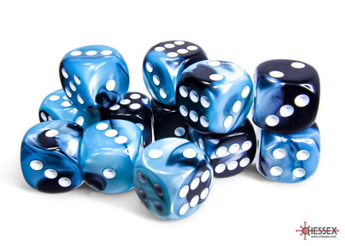 Gemini Black-Shell/white 16mm d6 Dice Block (12 dice) - CHX26646